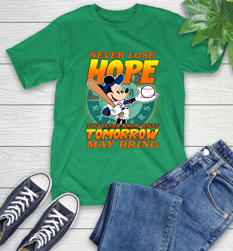 Texas Rangers MLB Baseball Mickey Disney Never Lose Hope T-Shirt 7