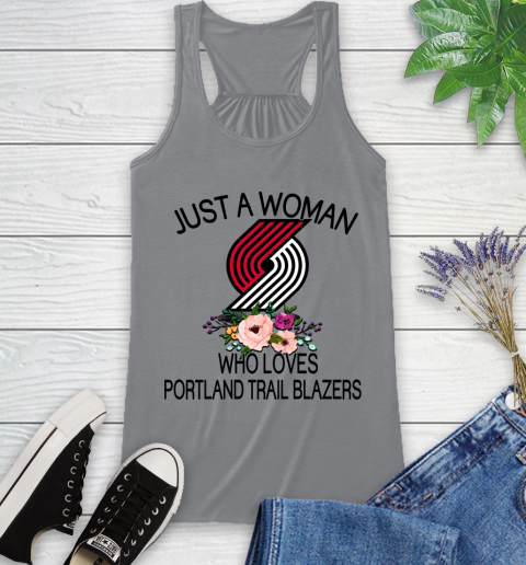 NBA Just A Woman Who Loves Portland Trail Blazers Basketball Sports Racerback Tank 3