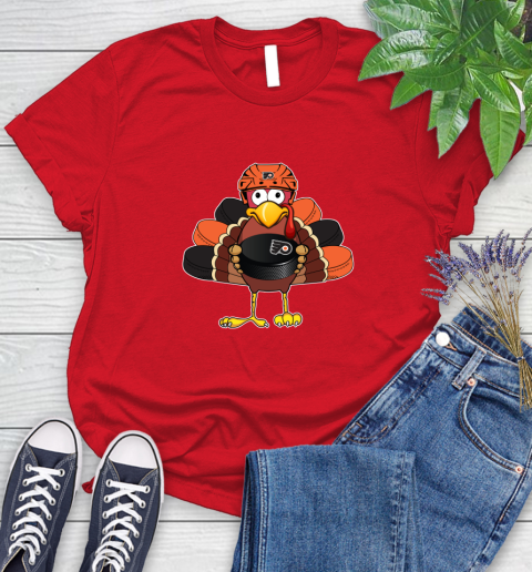 Philadelphia Flyers Turkey Thanksgiving Day Women's T-Shirt 9