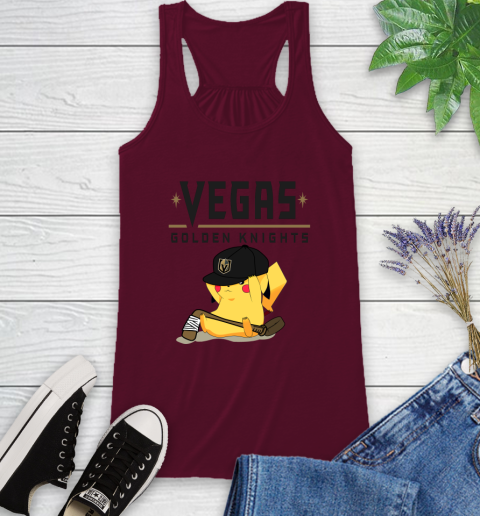 NHL Pikachu Hockey Sports Vegas Golden Knights Racerback Tank 3