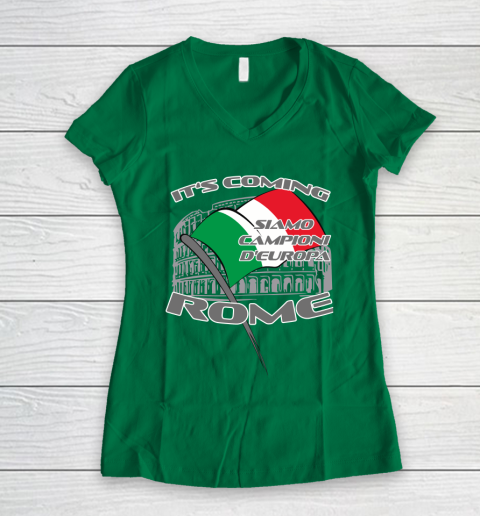 ITALIA Football Champions  SIAMO CAMPIONI D'EUROPA It's coming Rome Women's V-Neck T-Shirt 3