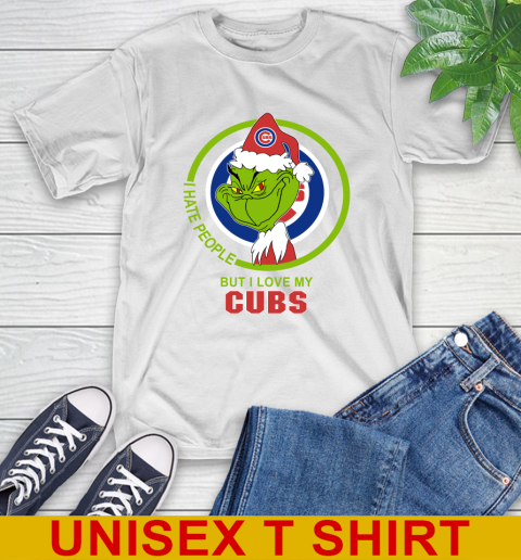 Chicago Cubs MLB Christmas Grinch I Hate People But I Love My Favorite Baseball Team T-Shirt