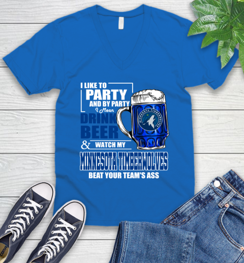 NBA Drink Beer and Watch My Minnesota Timberwolves Beat Your Team's Ass Basketball V-Neck T-Shirt 5