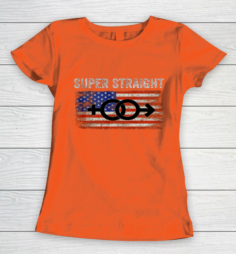 Vintage Us Flag Gender Identity Super Straight Identity Women's T-Shirt 3