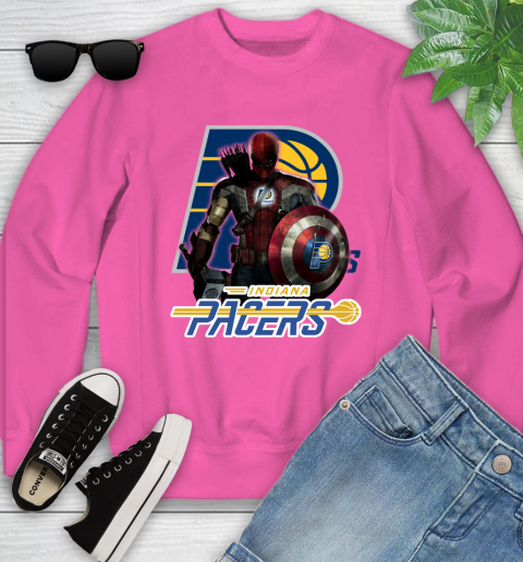 Indiana Pacers NBA Basketball Captain America Thor Spider Man Hawkeye Avengers Youth Sweatshirt 7