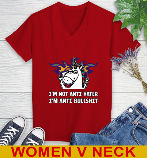 Phoenix Suns NBA Basketball Unicorn I'm Not Anti Hater I'm Anti Bullshit Women's V-Neck T-Shirt 12