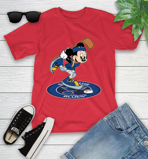 NHL Hockey St.Louis Blues Cheerful Mickey Disney Shirt Youth T-Shirt 10