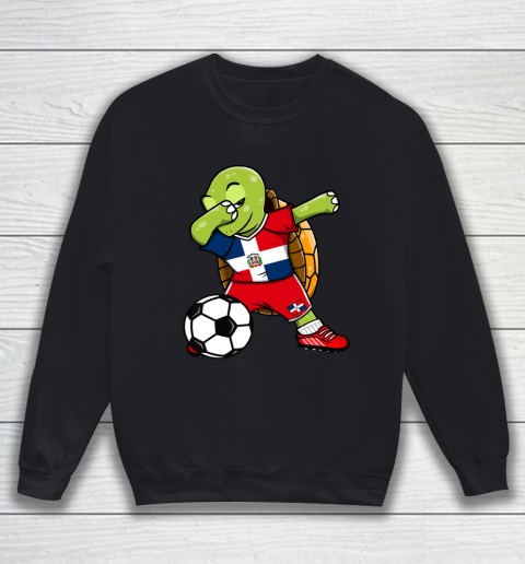 Dabbing Turtle Dominican Republic Soccer Fans Flag Football Sweatshirt