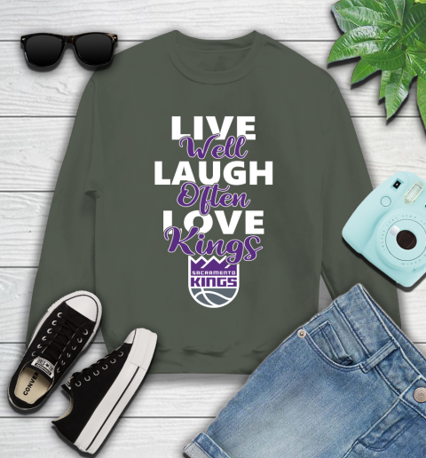 NBA Basketball Sacramento Kings Live Well Laugh Often Love Shirt Youth Sweatshirt 7