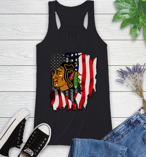 Chicago Blackhawks NHL Hockey American Flag Racerback Tank