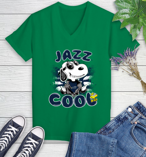 NBA Basketball Utah Jazz Cool Snoopy Shirt Women's V-Neck T-Shirt 4