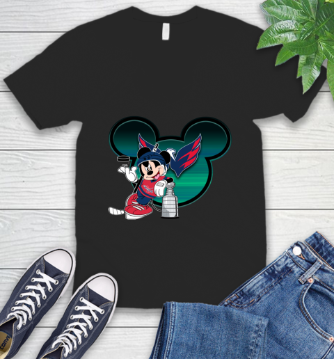 NHL Washington Capitals Stanley Cup Mickey Mouse Disney Hockey T Shirt V-Neck T-Shirt 2