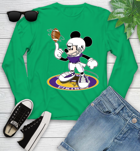 NFL Football Minnesota Vikings Cheerful Mickey Disney Shirt Youth Long Sleeve 6