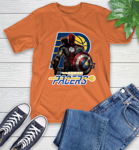 Indiana Pacers NBA Basketball Captain America Thor Spider Man Hawkeye Avengers T-Shirt 5