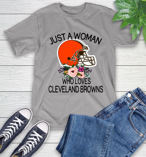 NFL Just A Woman Who Loves Cleveland Browns Football Sports T-Shirt 4