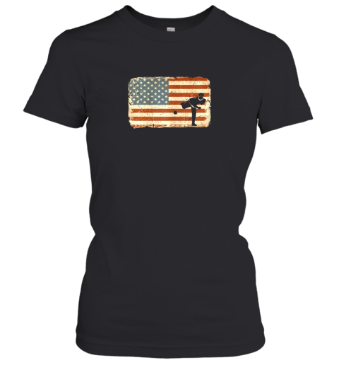 Vintage Baseball Pitcher Shirt American Flag Women's T-Shirt