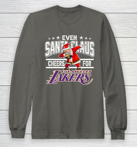 Los Angeles Lakers Even Santa Claus Cheers For Christmas NBA Long Sleeve T-Shirt 5