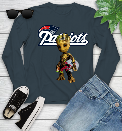 New England Patriots NFL Football Groot Marvel Guardians Of The Galaxy Youth Long Sleeve 8
