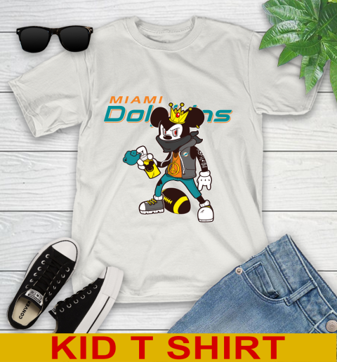 Miami Dolphins NFL Football Mickey Peace Sign Sports Youth T-Shirt 12