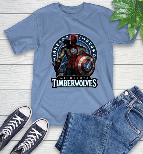 Minnesota Timberwolves NBA Basketball Captain America Thor Spider Man Hawkeye Avengers T-Shirt 11