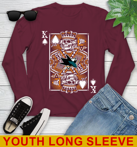 San Jose Sharks NHL Hockey The King Of Spades Death Cards Shirt Youth Long Sleeve 6