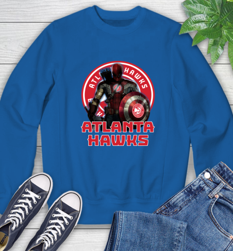 Atlanta Hawks NBA Basketball Captain America Thor Spider Man Hawkeye Avengers Sweatshirt 8