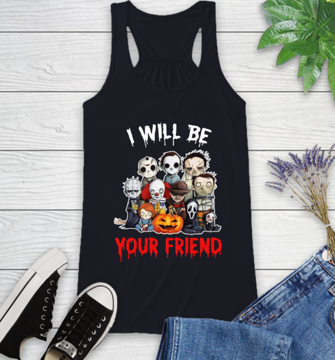 Halloween Horror Movie Characters Chibi I Will Be Your Friend Racerback Tank - Image 8