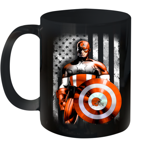 Cleveland Browns NFL Football Captain America Marvel Avengers American Flag Shirt Ceramic Mug 11oz