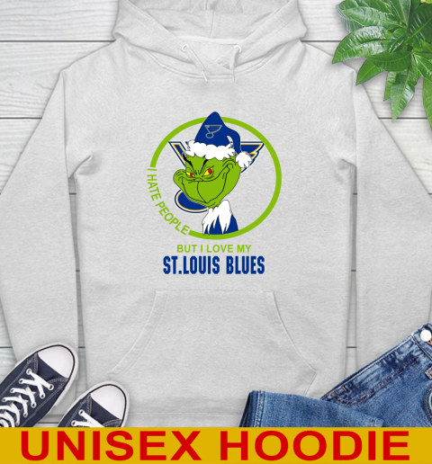 St.Louis Blues NHL Christmas Grinch I Hate People But I Love My Favorite Hockey Team Hoodie