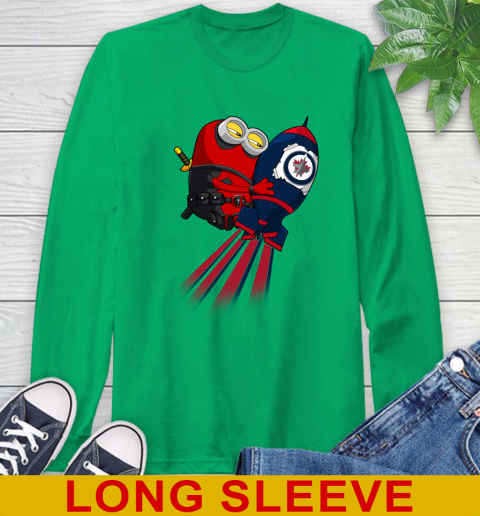 NHL Hockey Winnipeg Jets Deadpool Minion Marvel Shirt Long Sleeve T-Shirt 8