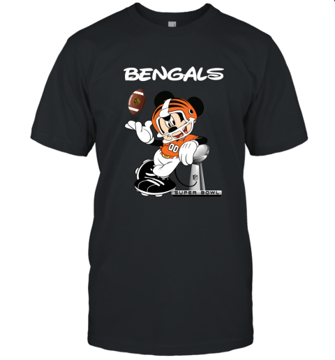 Mickey Bengals Taking The Super Bowl Trophy Football Unisex Jersey Tee