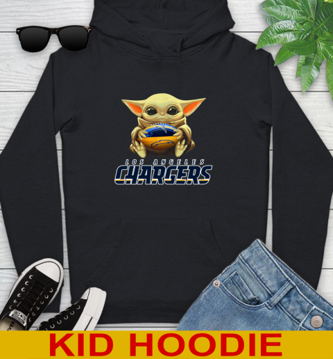 NFL Football Los Angeles Chargers Baby Yoda Star Wars Shirt Youth Hoodie 2