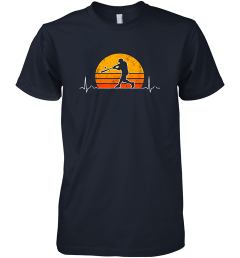 x2yx vintage baseball heartbeat retro sunset swinging batter gift premium guys tee 5 front midnight navy