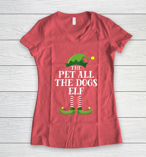 Pet All The Dogs Elf Matching Family Group Christmas Pajama Women's V-Neck T-Shirt 4