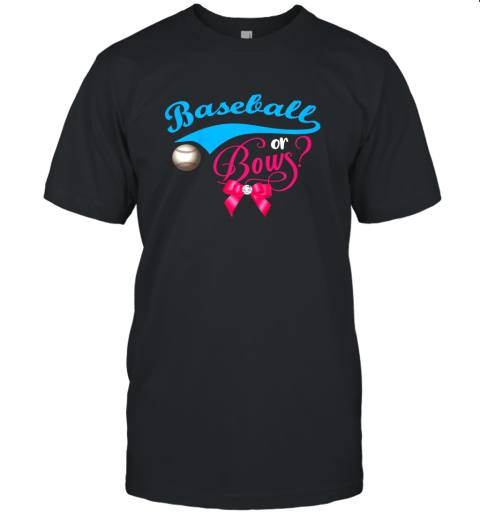 Cute Baseball or Bows Gender Reveal Party Unisex Jersey Tee