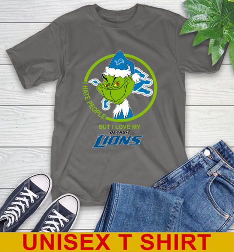 Detroit Lions NFL Christmas Grinch I Hate People But I Love My Favorite Football Team T-Shirt 8
