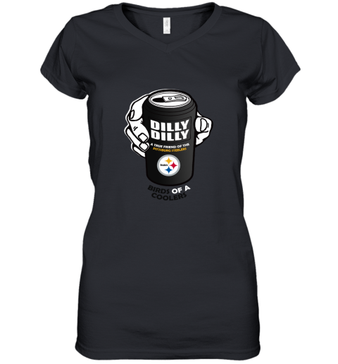 Bud Light Dilly Dilly! Pittburg Steelers Birds Of A Cooler Women's V-Neck T-Shirt
