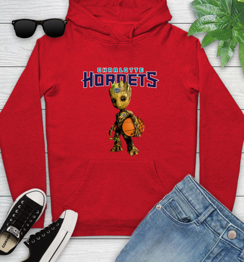 Charlotte Hornets NBA Basketball Groot Marvel Guardians Of The Galaxy Youth Hoodie 11