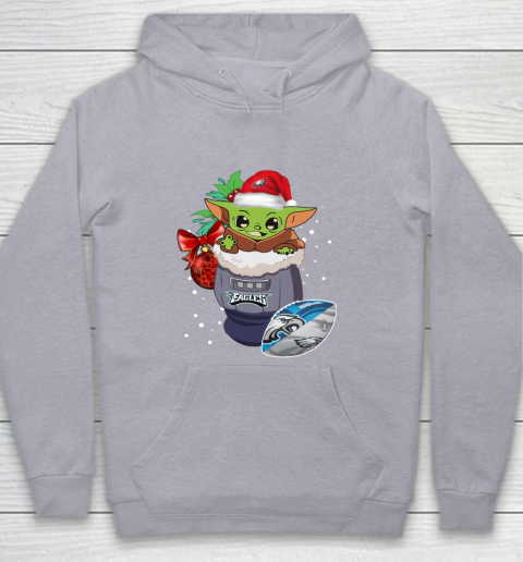 Philadelphia Eagles Christmas Baby Yoda Star Wars Funny Happy NFL Youth Hoodie 5