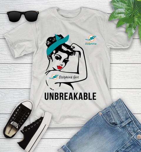 NFL Miami Dolphins Girl Unbreakable Football Sports Youth T-Shirt