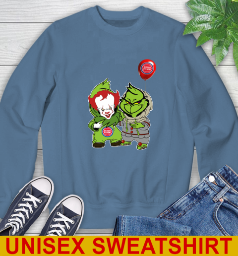 Detroit Pistons Baby Pennywise Grinch Christmas NBA Basketball Sweatshirt 8