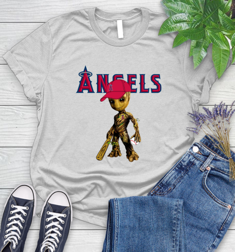 MLB Los Angeles Angels Groot Guardians Of The Galaxy Baseball Women's T-Shirt