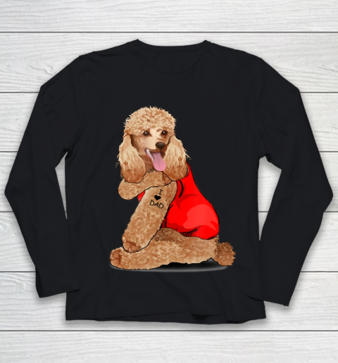 Poodle Dog Tattoo I Love Father's Day Youth Long Sleeve