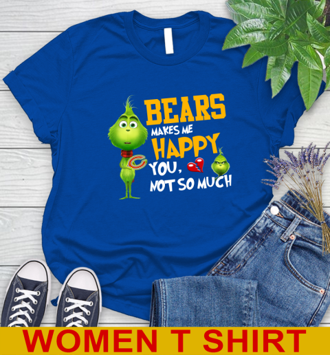 NFL Chicago Bears Makes Me Happy You Not So Much Grinch Football Sports Women's T-Shirt 10