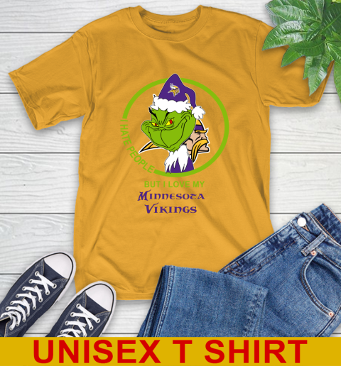 Minnesota Vikings NFL Christmas Grinch I Hate People But I Love My Favorite Football Team T-Shirt 3