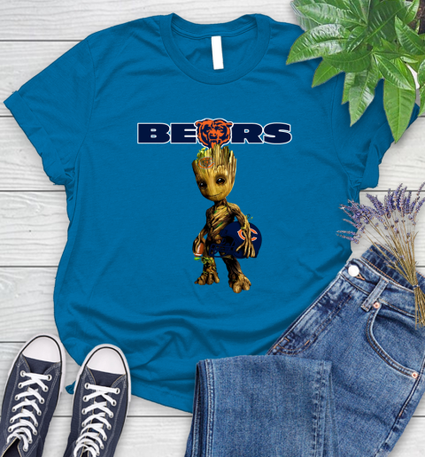 Chicago Bears NFL Football Groot Marvel Guardians Of The Galaxy Women's T-Shirt 7