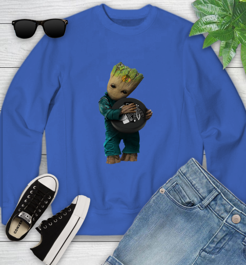 NHL Groot Guardians Of The Galaxy Hockey Sports Chicago Blackhawks Youth Sweatshirt 8