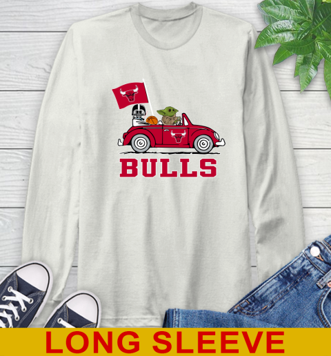 NBA Basketball Chicago Bulls Darth Vader Baby Yoda Driving Star Wars Shirt Long Sleeve T-Shirt 12