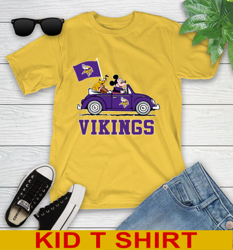 NFL Football Minnesota Vikings Pluto Mickey Driving Disney Shirt Youth T-Shirt 8