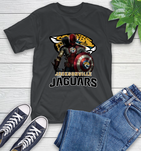 NFL Captain America Thor Spider Man Hawkeye Avengers Endgame Football Jacksonville Jaguars T-Shirt 2